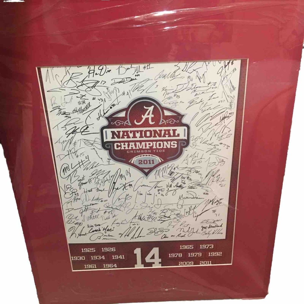 Alabama Crimson Tide 14 Time National Champions Signed Lithograph Poster